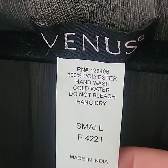 Venus Black Long Sleeve Sheer Tunic/ beach cover up with Sequins. Size Small - Picture 6 of 7